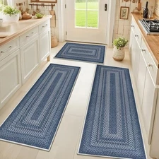 HEBE Washable Kitchen Rugs Sets of 3, Non Slip Absorbent Kitchen Rugs and 