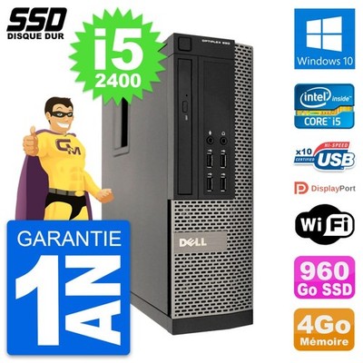 PC Dell Optiplex 990 SFF Intel Core i5-2400 RAM 4Go SSD 960Go Windows 10 Wifi