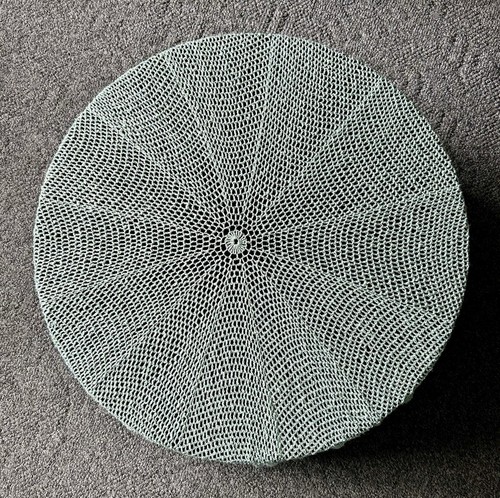 Handmade Crocheted Large Circular Warp Cape Shawl Silk & Acrylic Teal Gray New - Picture 8 of 14