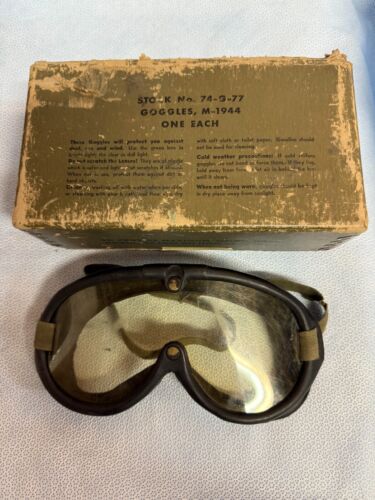 WW2 M-1944 74-G-77 Goggles Pioneer Army With Box Vintage