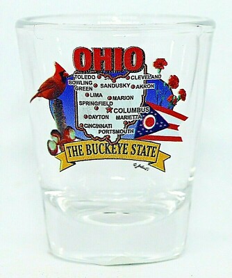 OHIO  STATE ELEMENTS MAP SHOT GLASS SHOTGLASS