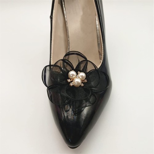 Tsangbaby 2 Pcs Pearl Flowers Shoe Clips Exquisite Rhinestone Shoes Charms La... - Picture 3 of 7