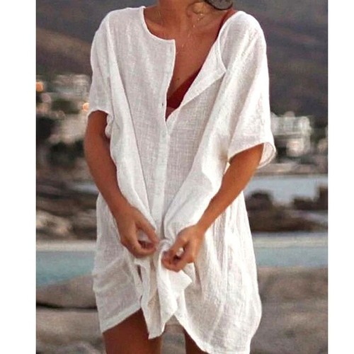 Summer Women Cover Up Dress Swimwear Beachwear Bikini Beach Shirt Tunic Tops UK - Picture 8 of 11
