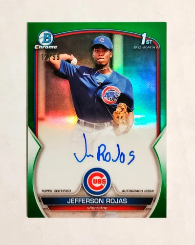 Jefferson Rojas 2023 1st Bowman Chrome AUTO Prospect GREEN REFRACTOR 12/99 z1
