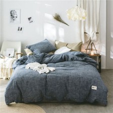 Bedding set 4pcs Cotton Linen duvet cover flat sheet 2 pillowcases cozy