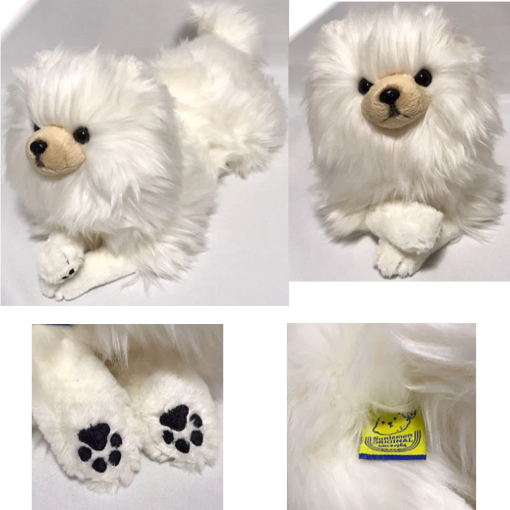 Sun Lemon Cuddly Plush Doll Fluffy Pomeranian CR White Dog Stuffed Toy S P 64