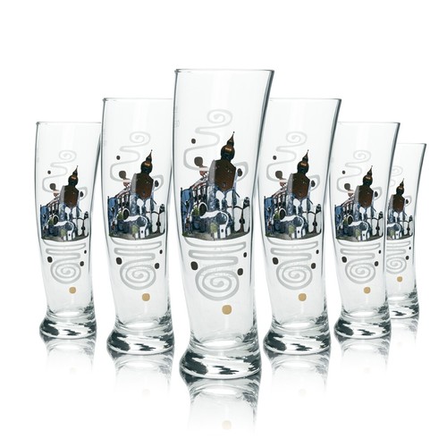6x Kuchlbauer Bier Glas 0,5l Weißbier Design Kunsthaus Abensberg Gläser Hefe