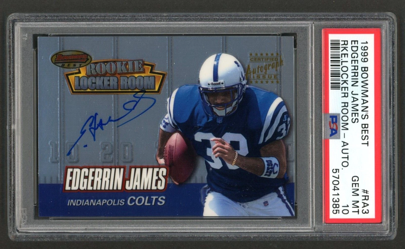 Edgerrin James Bowman's Best Rookie Locker Room Autograph #RA3 Rke.Locker Room-Autographs