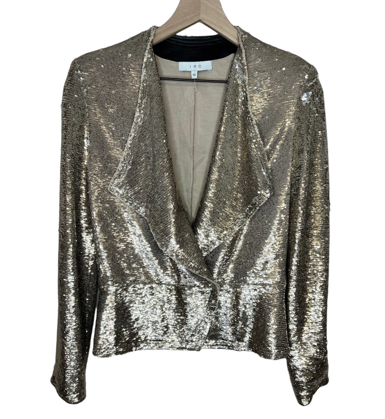 IRO Chill Sequin Double-Breasted Jacket Gold 36 U… - image 3