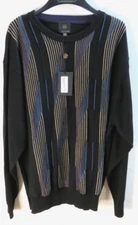 F/X Fusion Style 755 Black Sweater XXL w/ Blue/Purple/Tan Stripes NWT