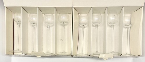 Tall Stem Set 8 Glasses Glass Crystal Liquor Cordial Port Vintage Lot Box NoS gy - Picture 7 of 13