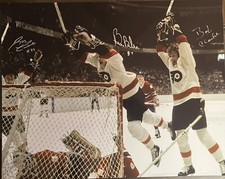 Bobby Clarke, Bill Barber, And Reggie Leach Autographed 16x20 Photo
