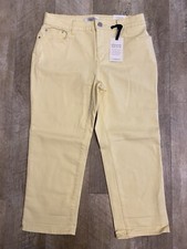 J131 Croft  Barrow Size 10 5-Pocket Mid Rise Stretch Denim Capris - Yellow -New