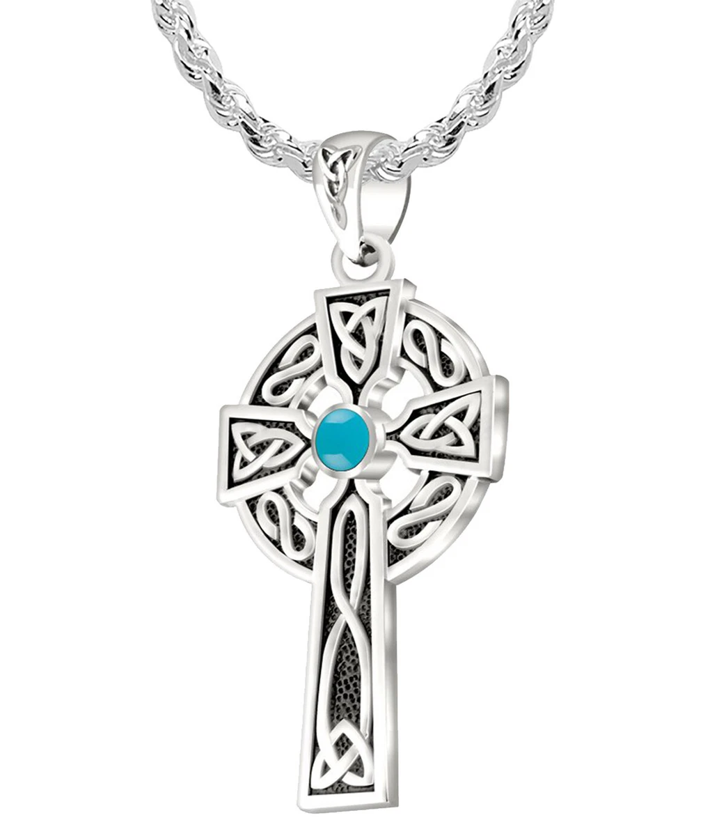 Mens cross necklace with birthstone deals