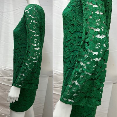 Women's Trina Turk Green Long Bell Sleeve Floral Lace Short Sheath S Dress  | eBay