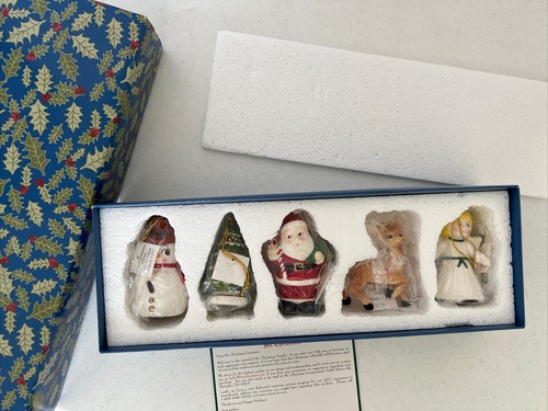 Mr Christmas 2009 5er Set Porzellan Ornamente Boxed Charge 6097 Santa Schneemann