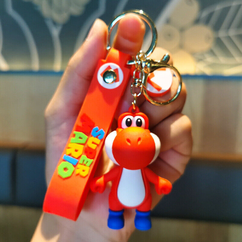 Classic Game Super Mario Bros Keychain Mario Yoshi Figure Key