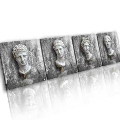 4 x GRIECHISCHE GÖTTER SKULPTUREN BILDER AUF LEINWAND WANDBILD KUNST XXL 916A