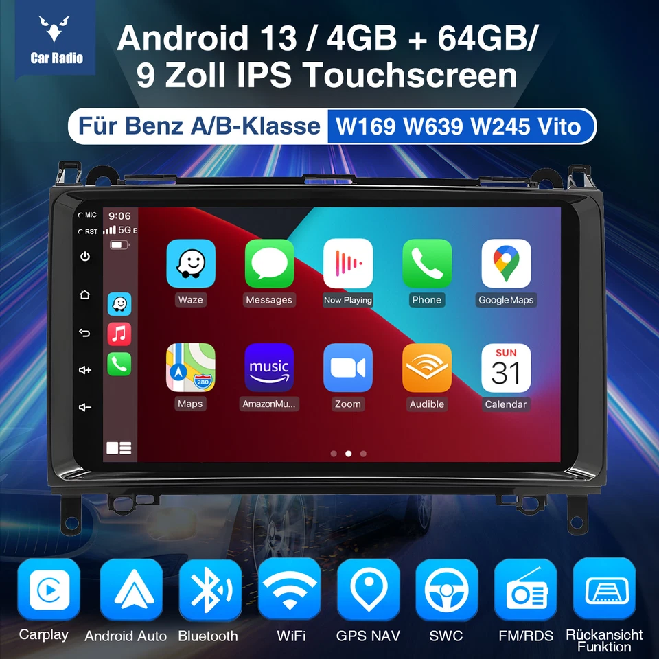 DAB+ 4+64G Android 13 Für Mercedes W169 W639 Vito Viano W906 Sprinter Autoradio - Bild 2 von 4