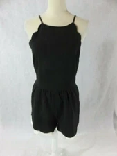 Aqua Black/White Spaghetti Strap Scalloped Trim Romper Size M
