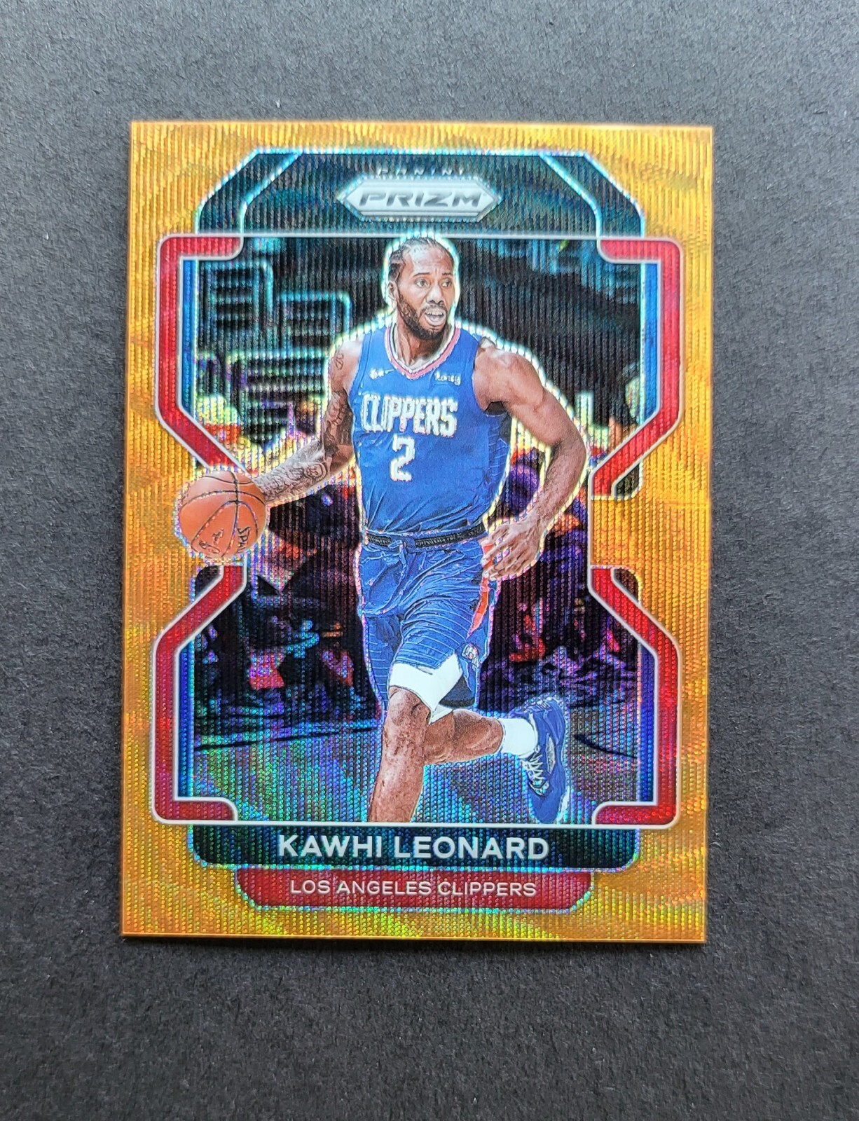 Kawhi Leonard 2021-22 Prizm #71 Orange Wave 23/60 Clippers MINT! PERFECT CENTER