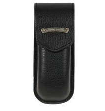 Chrome Hearts Sunglasses Case Black Leather Glasses Cigar Holder Logo Scroll