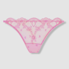  140 I.D. Sarrieri Women Pink Embroidered Tulle V-String Panties Size 4