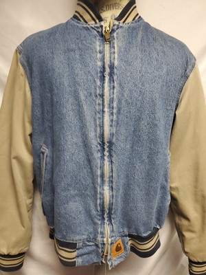 Download Carhartt Varsity Blue Khaki Baseball Bomber Vintage 90s ...