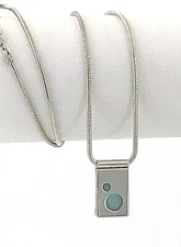 Sterling Silver & Quartz Abstract Slide Pendant Snake Chain Necklace, Petite 17"