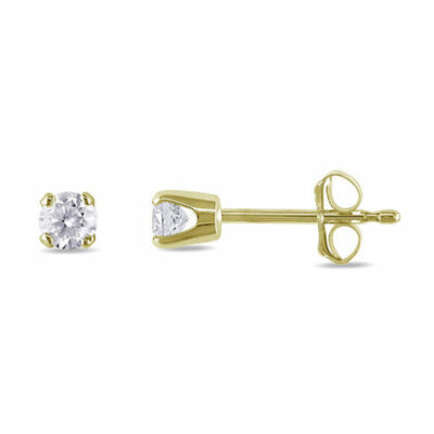 Kleine Ohrstecker 1,5 mm natürlicher echter Diamant in 10 Karat Gelbgold gefasst