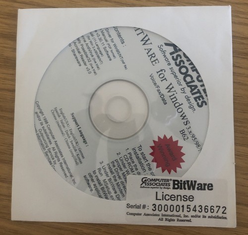 Computer Associates BitWare for Windows 3 . X 95/98/NT B62- CD - Modem - Picture 2 of 5