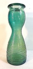 GREEN GLASS CURVED SHAPE CONTEMPORARY VASE. Must See!