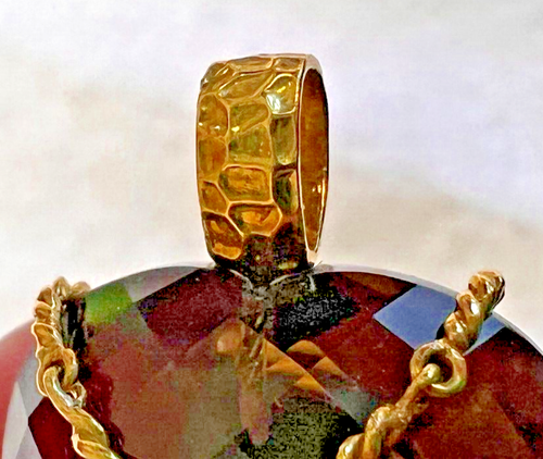 18Kt Gold Wrapped Smokey Quartz w Turquoise Pendant 1" Drop Faceted Stunning - Picture 5 of 9