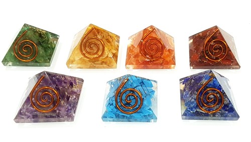 Lot de 7 chakras de bébé pyramide d'orgone pour guérison d'orgone Reiki Guérison Méditation - Photo 5 sur 5
