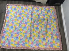 Vintage Pastel Crib Comforter Baby Quilt 52  x45  Hard To Find Blanket