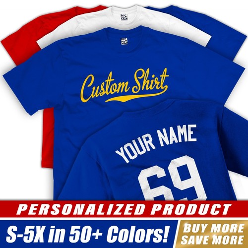 Custom Script T-Shirt Baseball Team Sports Jersey Name & Number Fan Spirit Wear - Picture 31 of 34