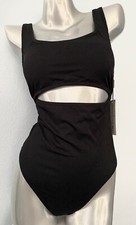 Calvin Klein Nwt CGCMK509 Black Ribbed Cut Out Open Swim Swimsuit One Piece XS