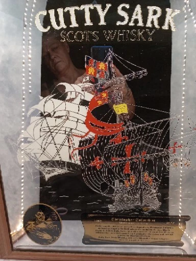Vtg Framed Cutty Sark Santa Maria 500th Anniversary Scotch Whisky Ship Mirror. - Image 2 of 4
