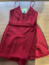 Missguided US 4 red spaghetti strap romper pull on style with stretch