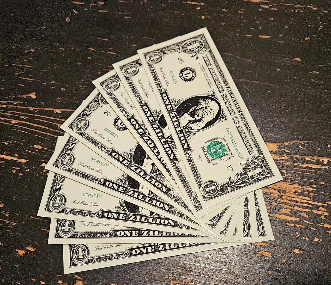 Supreme Zillion Dollar Bill Sticker FW17 box Logo + FREE SURPRISE