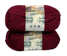 2-Skeins Lion Brand Hometown Yarn-Pinot De Napa Valley 5 Oz 81 Yards Each Bulky