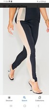 PLT  Black Nude Side Panel Detail Skinny Trousers UK 16