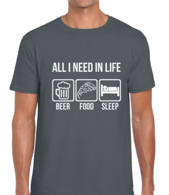ALL I NEED IN LIFE BIER HERREN T-SHIRT TEE LUSTIGE GESCHENKIDEE FÜR PAPA EHEMANN BRUDER