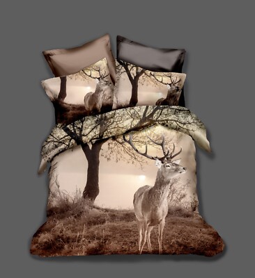 3D Hirsch Baum Landschaft Quilt Cover Set Bettwäsche Sets Kissenbezüge 64