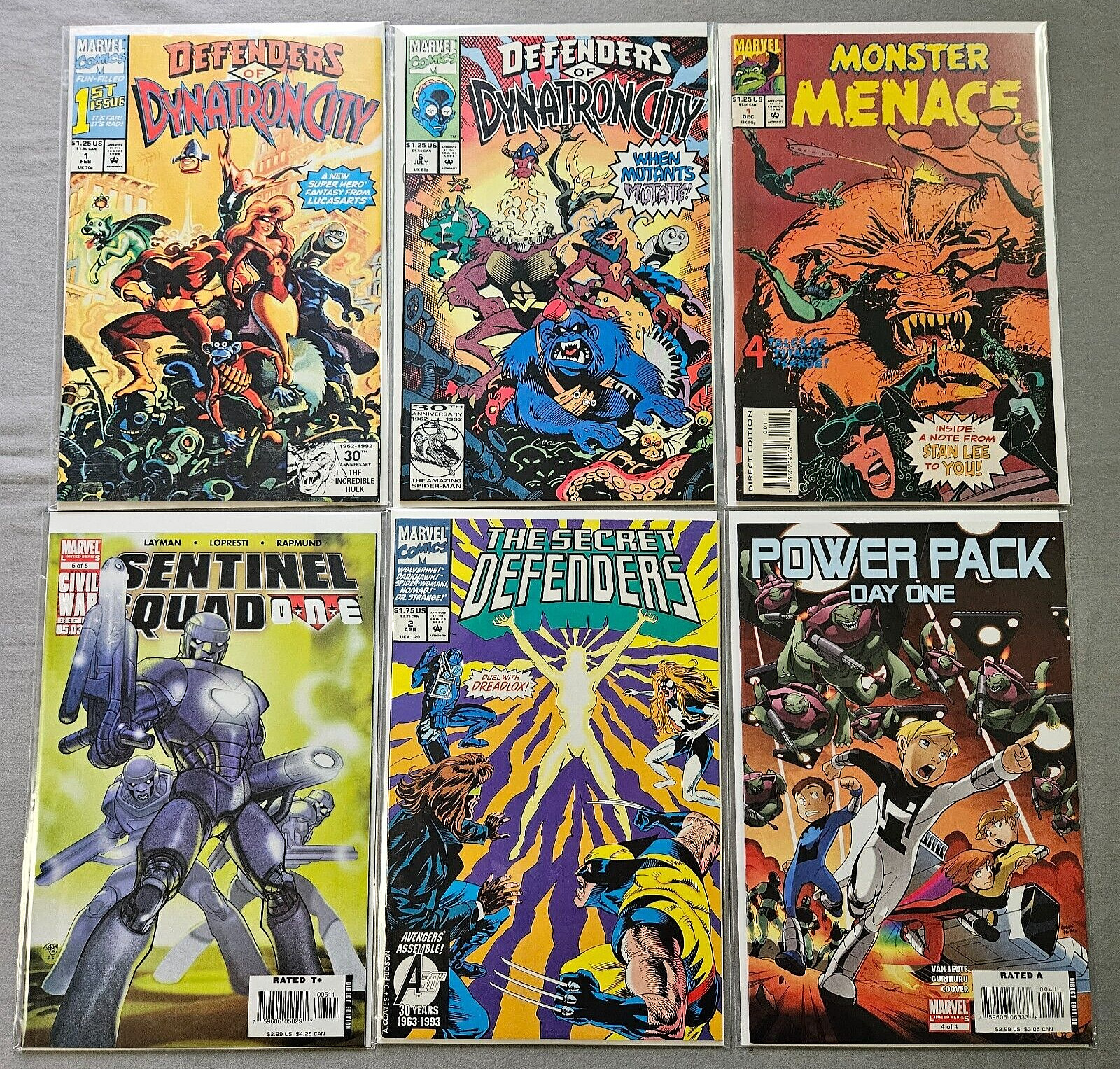 Huge Vtg Mixed Lot of 6 Marvel Comic Books Dynatron City Defenders Power Pack