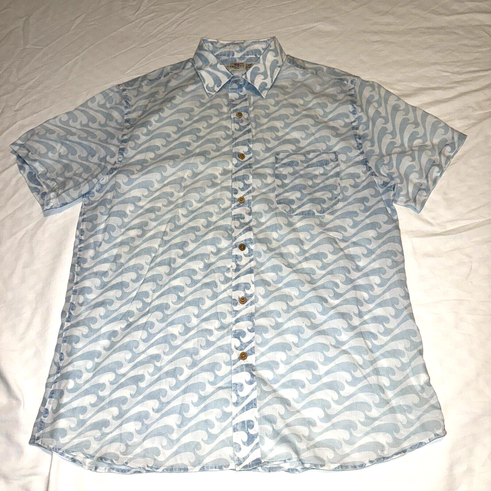Faherty Shirt Button Up Lightweight Wave Pattern … - image 1