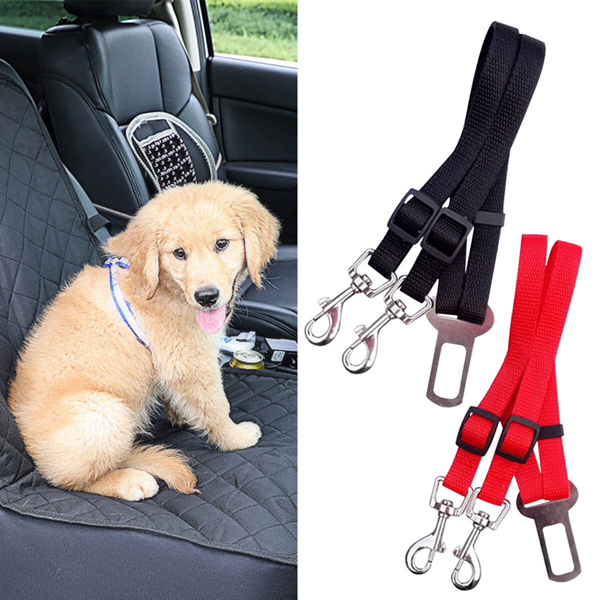 Adjustable Double Dog Car Seat Belt Durable Pet Seat Belt Safe Convenien  Comfort
