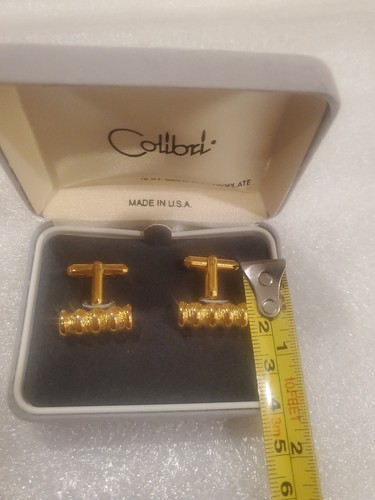 Colibri cuffs links. 18 KT Gold ELECTROPLATE. MADE IN U.S.A. Great Gift For Men. - Picture 2 of 5