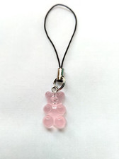 Pink Gummy Bear Cell Phone Charm Strap Car Key Fob Hanging Pendant Decor Gummi