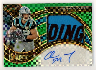 Christian McCaffrey 2020 Panini Select Green Autograph Patch Card